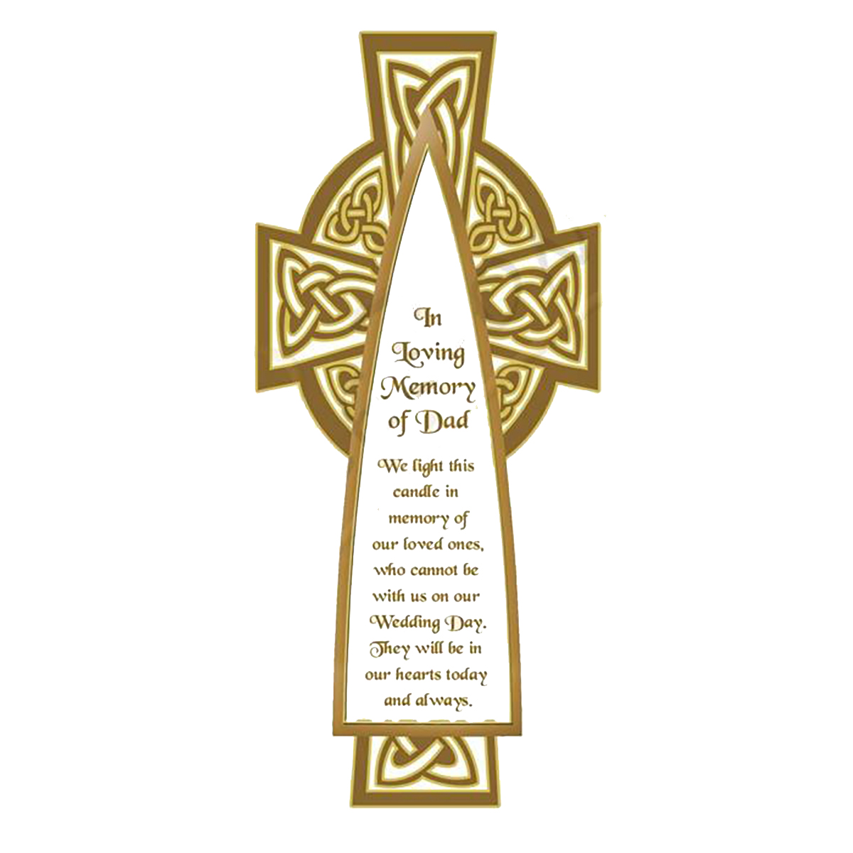 Customised Wedding Remembrance Candle - Celtic Cross Gold