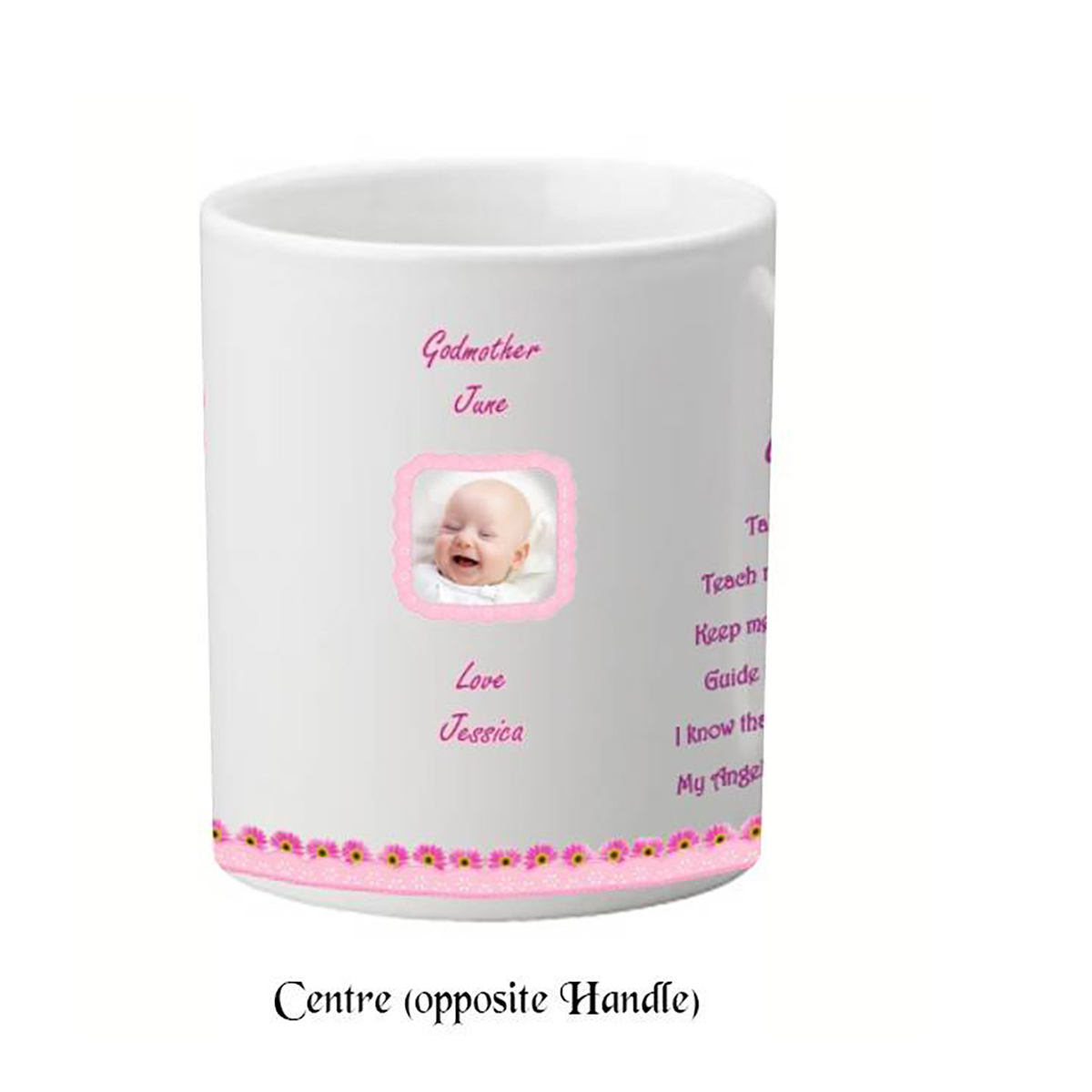 Customised Godmother Mug Gift - Pink Daisies with Photo
