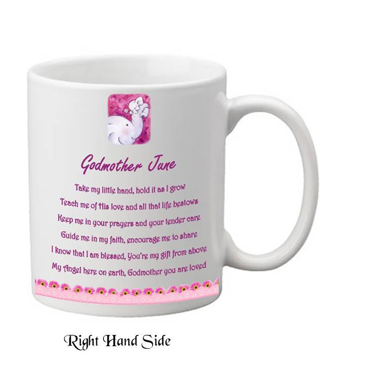 Customised Godmother Mug Gift - Pink Daisies with Photo