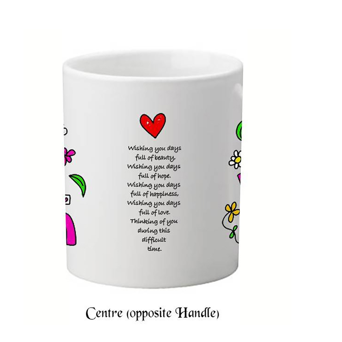 Customised Get Well Soon Mug Gift - Flowers & Hearts