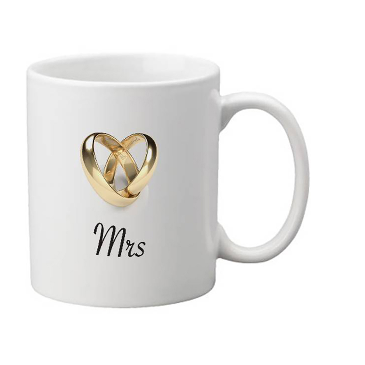 Customised Mug Gift - Mr & Mrs Entwined Gold Rings (Set of Two)