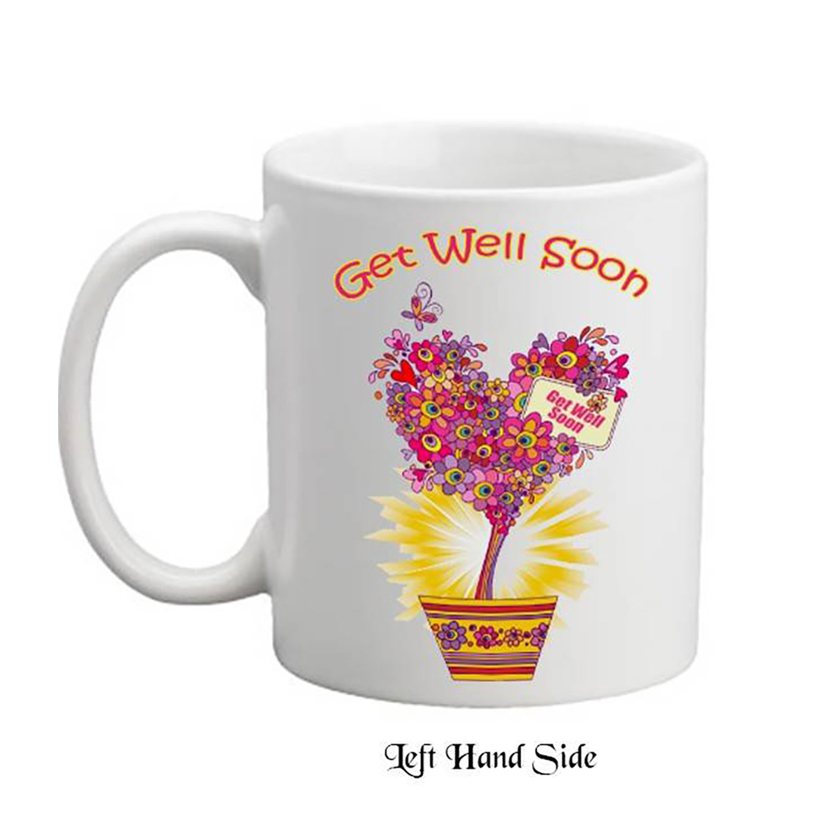 Customised Get Well Soon Mug Gift - Floral Heart Tree