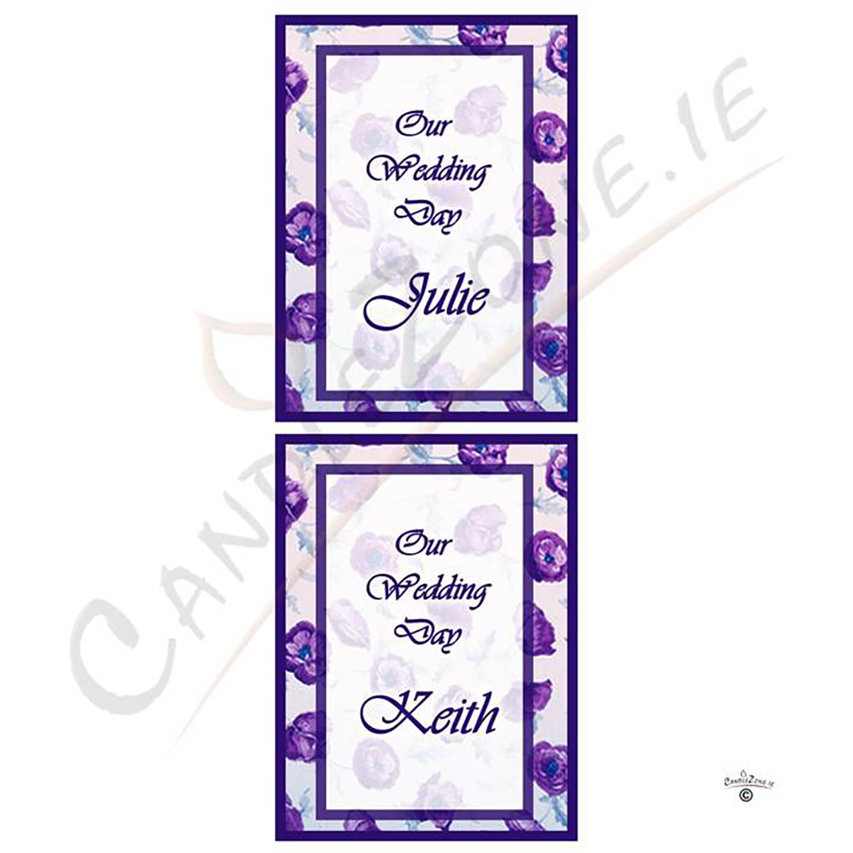 Customised Wedding Candles - Flower Purple