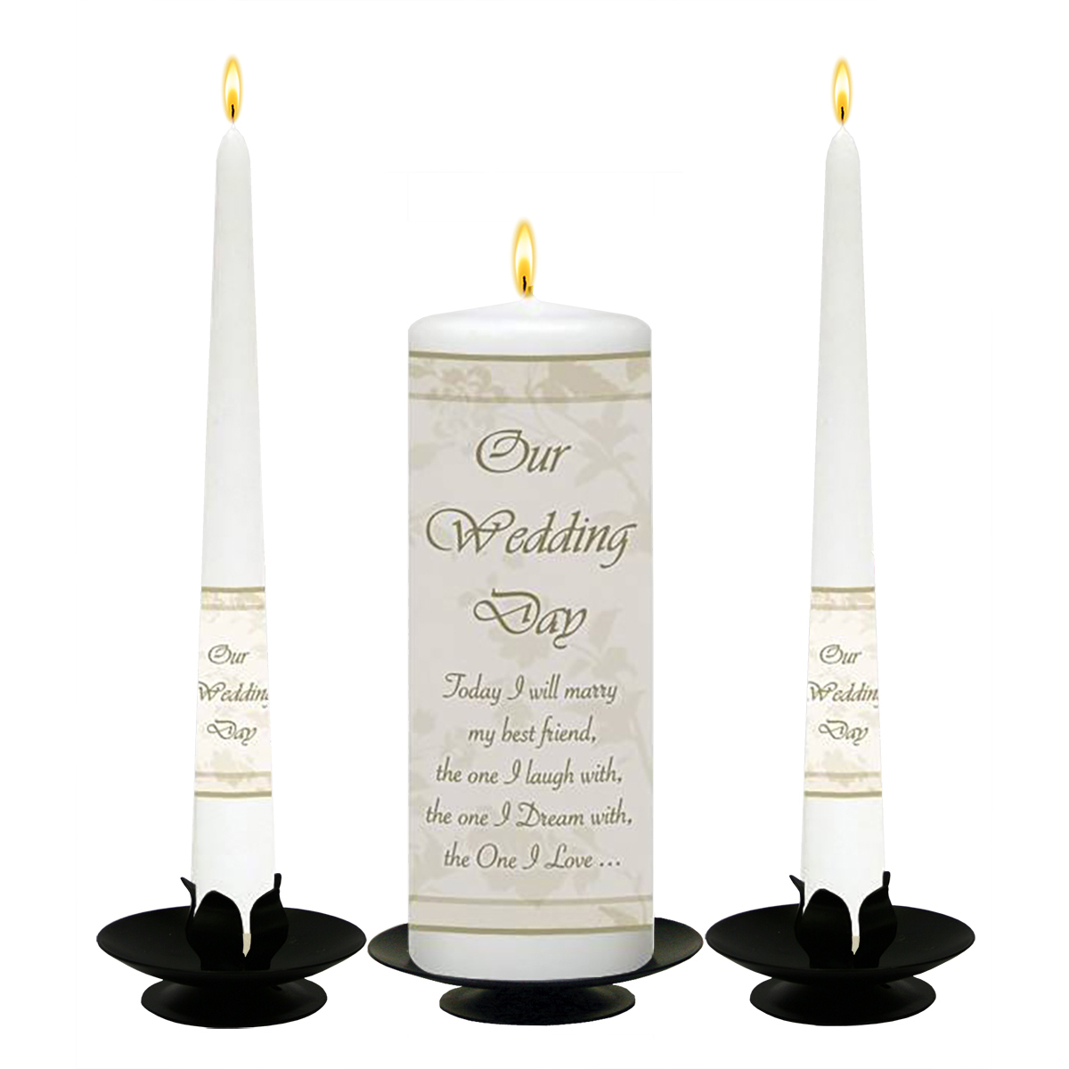 Customised Wedding Candles - Flower Cream