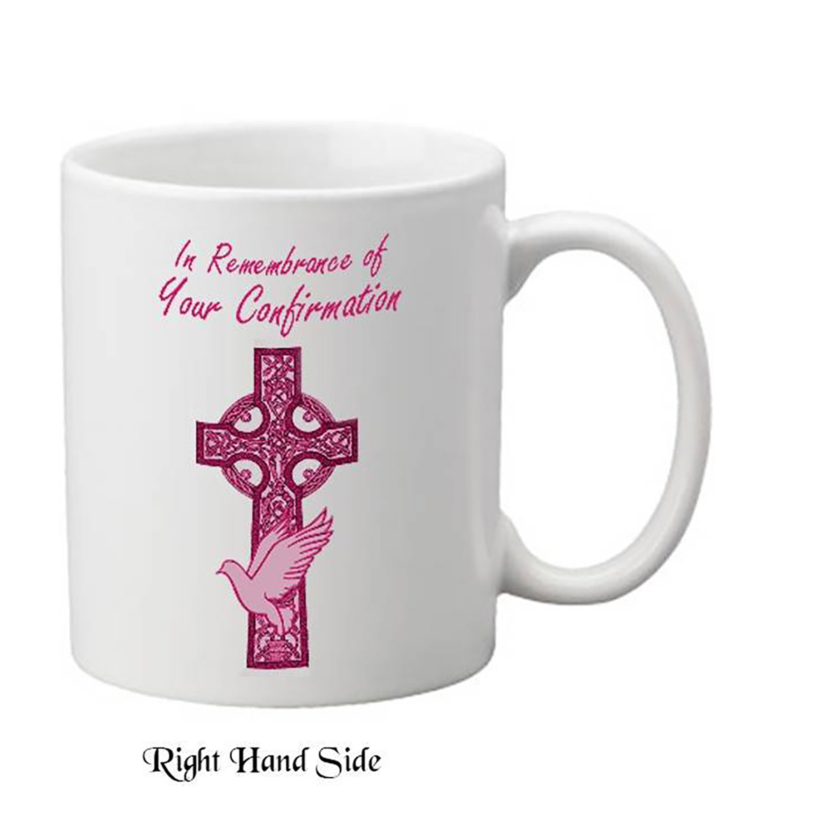 Customised Confirmtation Mug Gift - Celtic Cross & Dove Pink