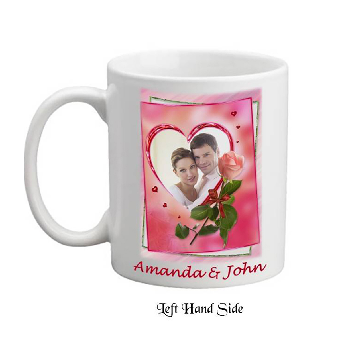 Customised Valentines Mug Gift - Rose Heart with Photo
