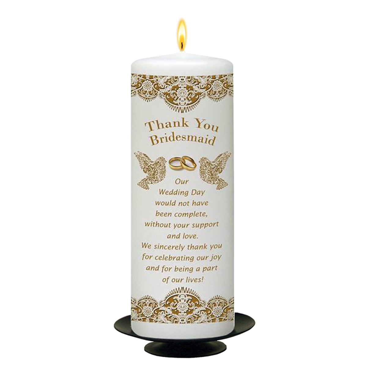 Customised Wedding Thank you Candle Gift - Doves - Bridesmaid