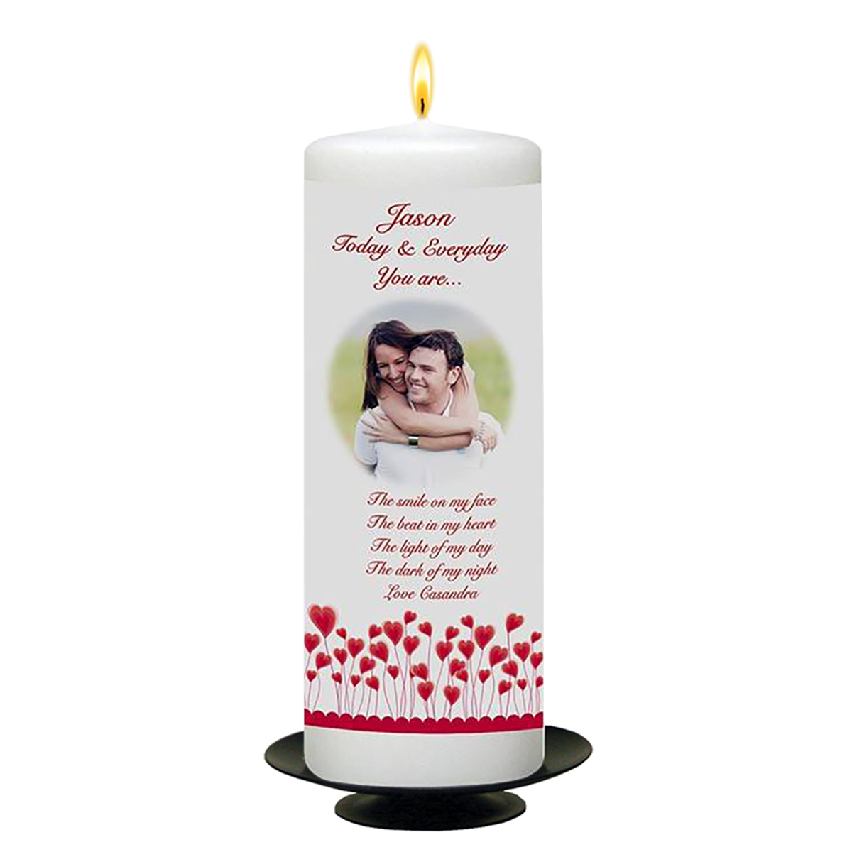 Customised Valentines Candle Gift - Teddy Heart with Photo