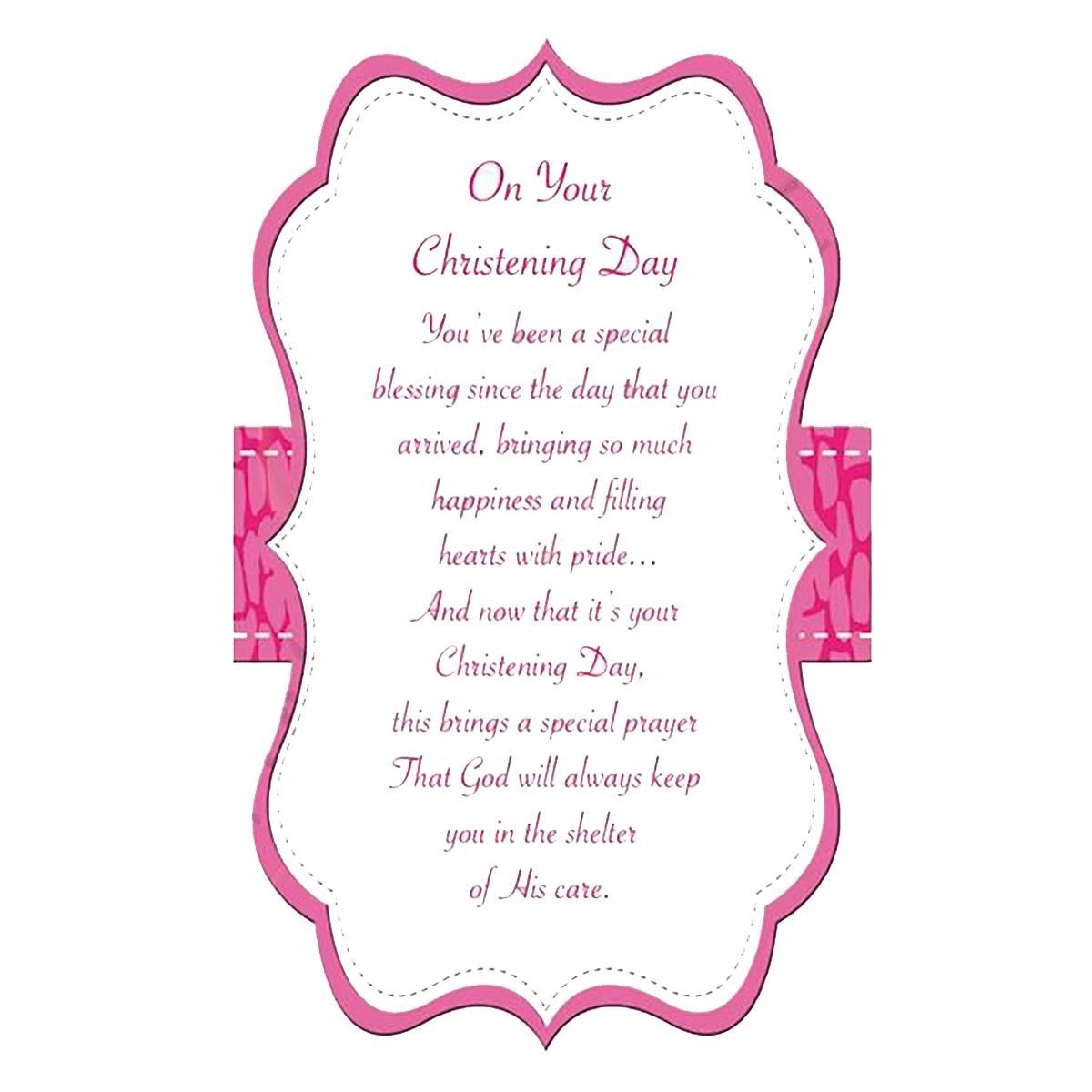Customised Girls Christening Candle - Scroll Frame Pink