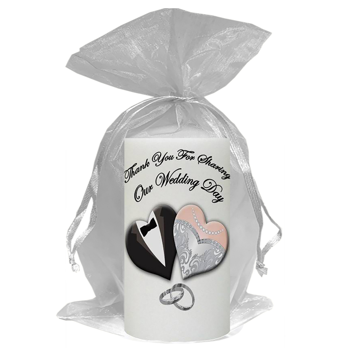 Customised Thank you Wedding Favour - Tux & Gown Silver