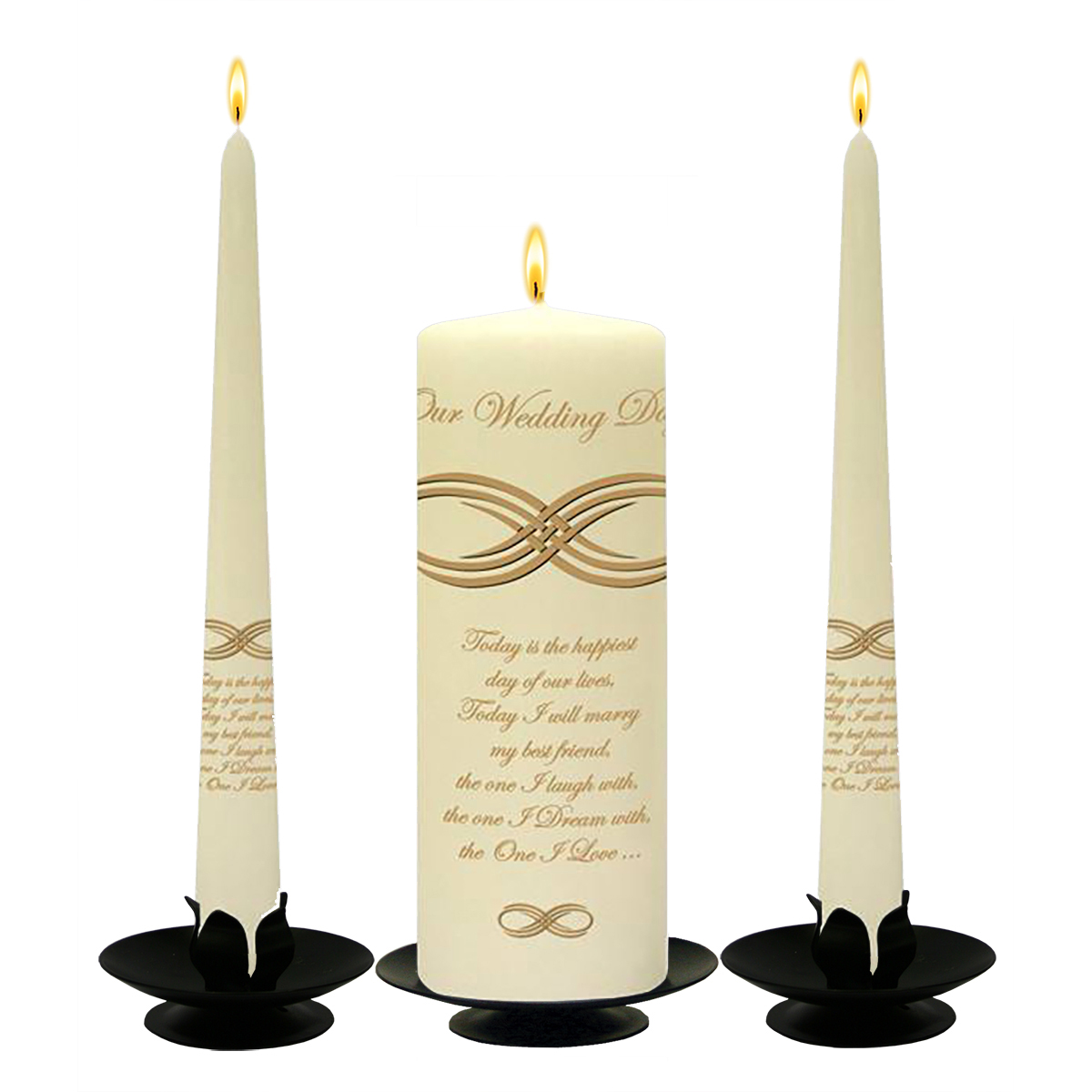 Customised Wedding Candles - Infinity Knot Gold