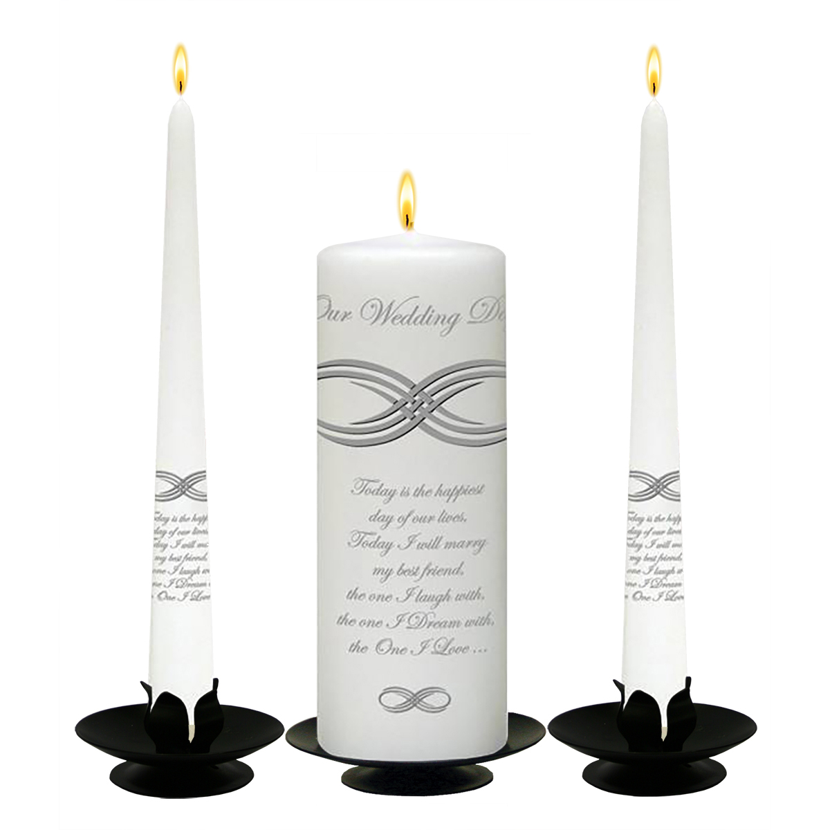 Customised Wedding Candles - Infinity Knot Silver