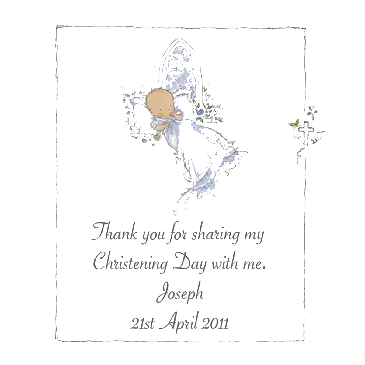 Thank you Christening Favour - Baby Boy Blue Church Window