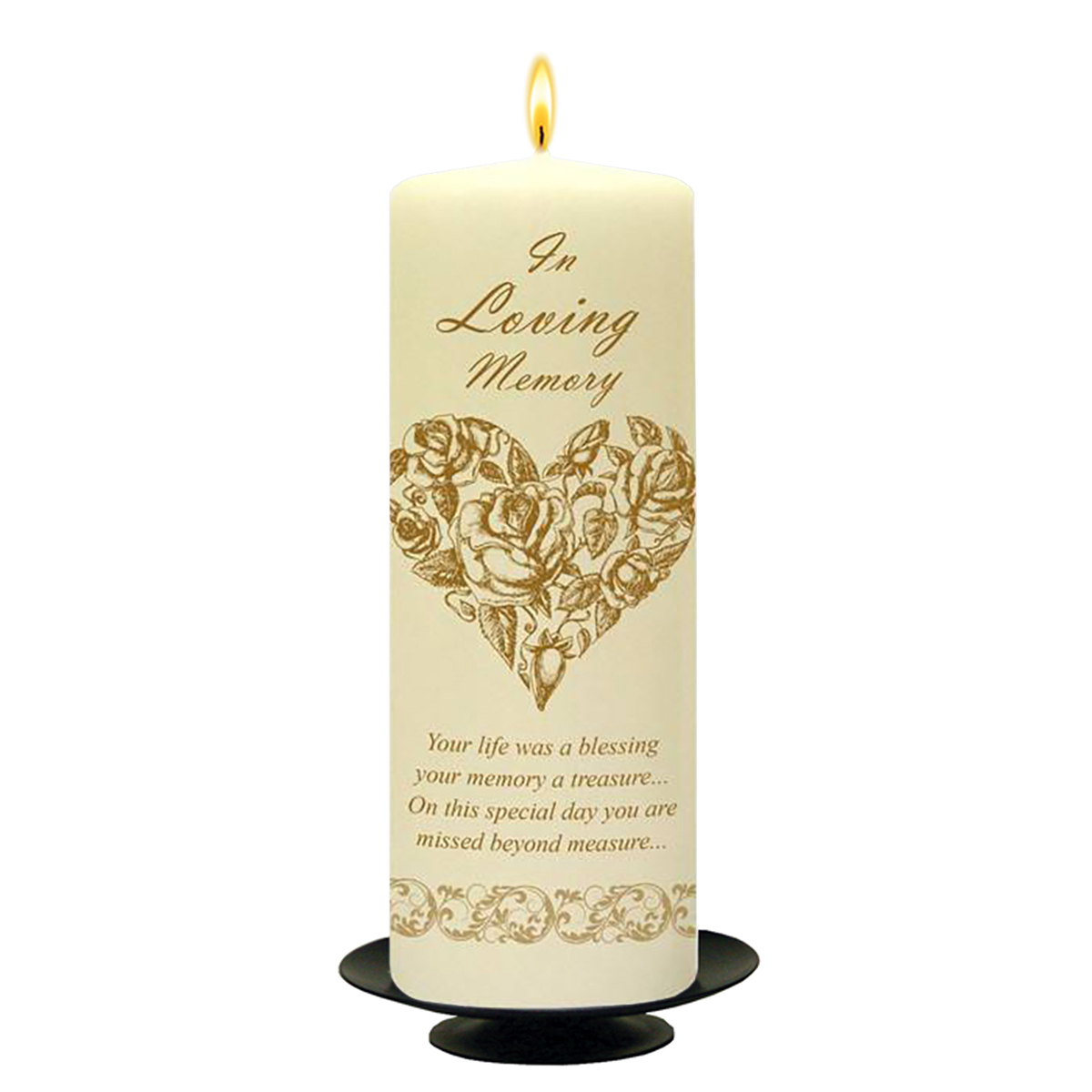 Customised Wedding Remembrance Candle - Rose Heart Gold