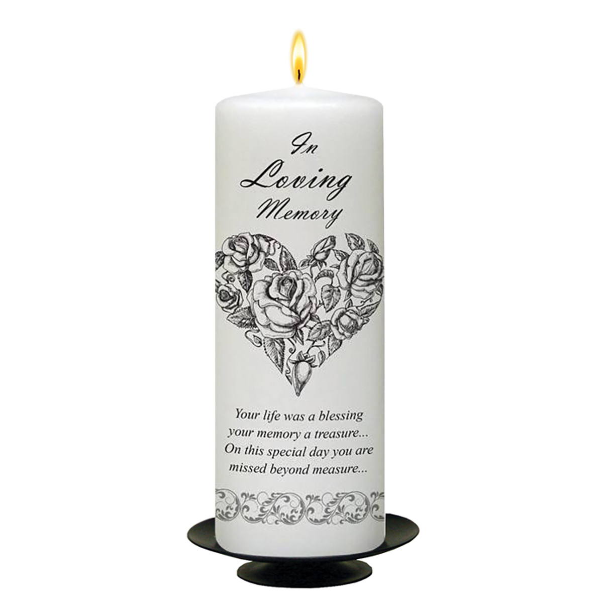 Customised Wedding Remembrance Candle - Rose Heart Silver