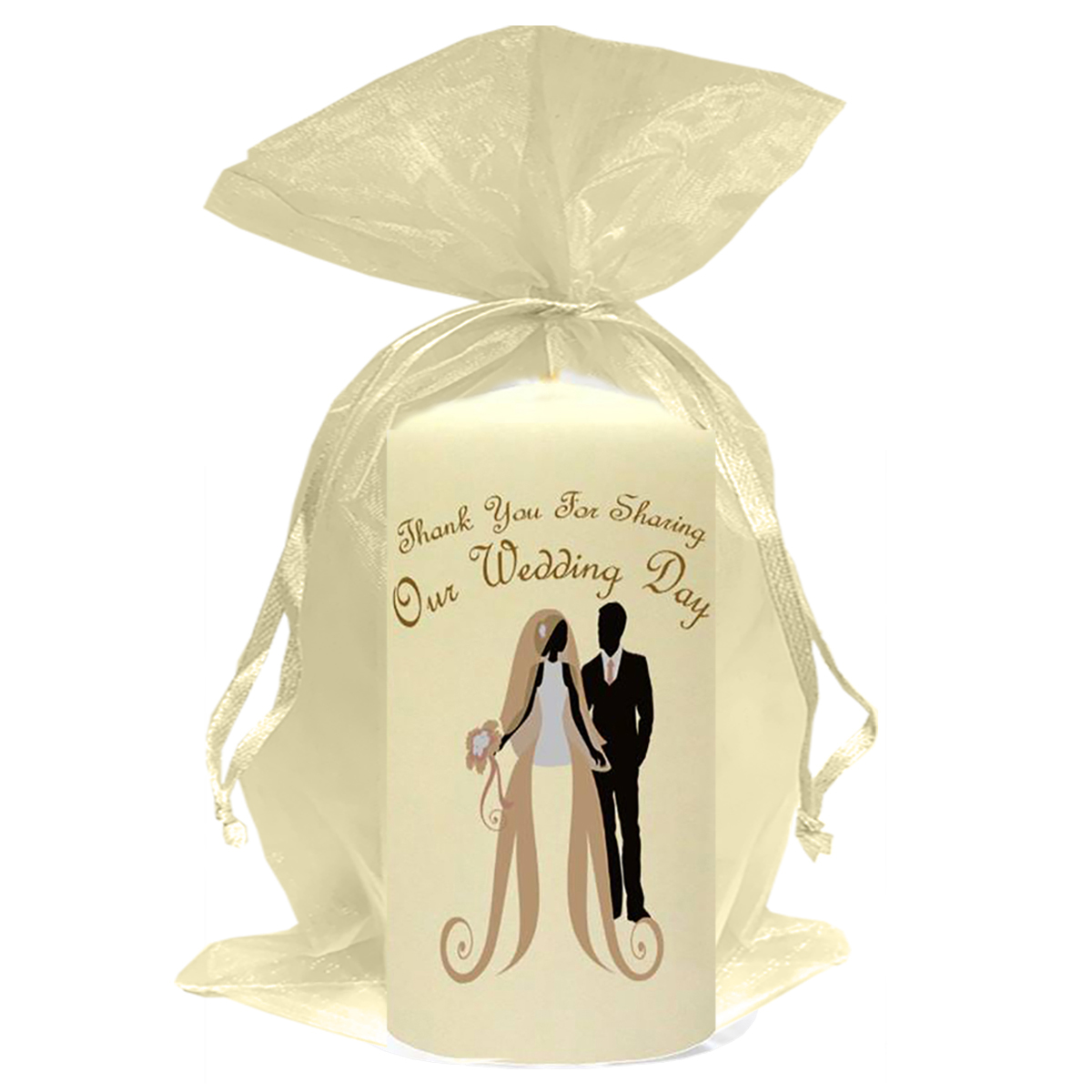 Customised Thank you Wedding Favour - Bouquet Hearts & Gold Rings