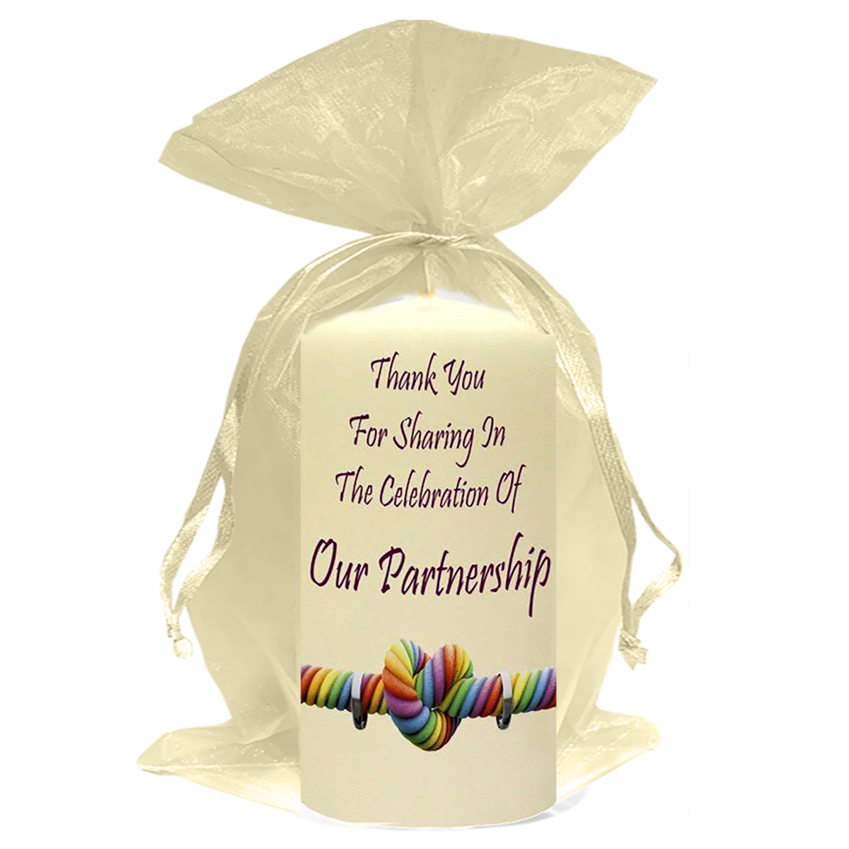 Customised Thank you Wedding Favour - Rainbow Hearrt & Rings Maroon Civil Partnership