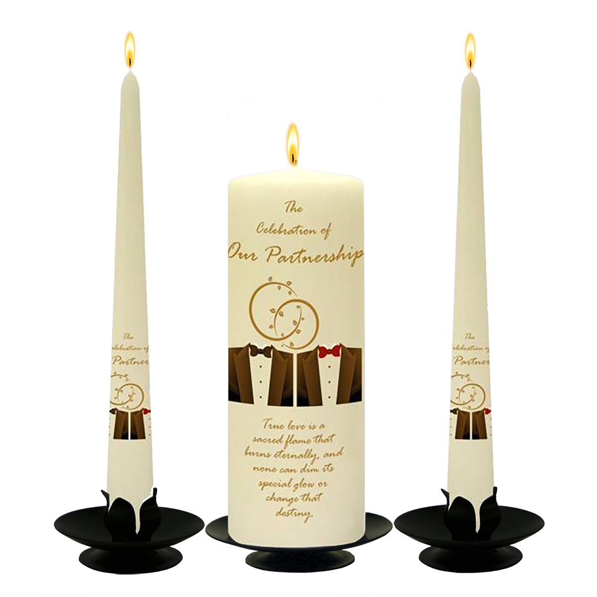 Customised Wedding Candles - Mr & Mr Tux Gold