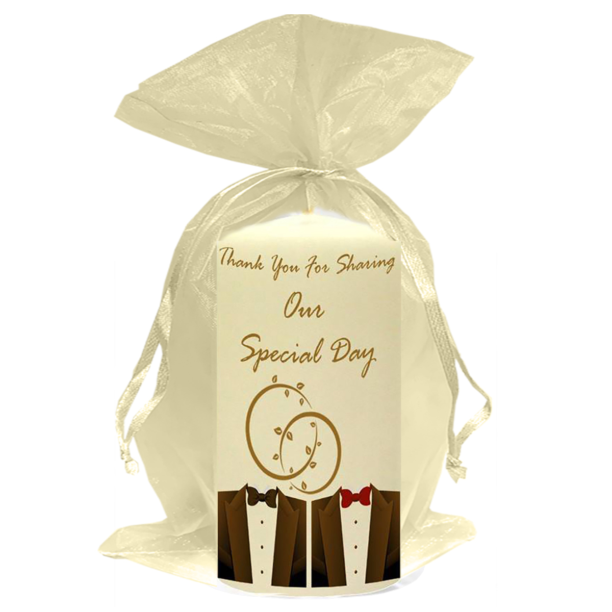 Customised Thank you Wedding Favour - Mr & Mr Tux Gold Civil Partnership