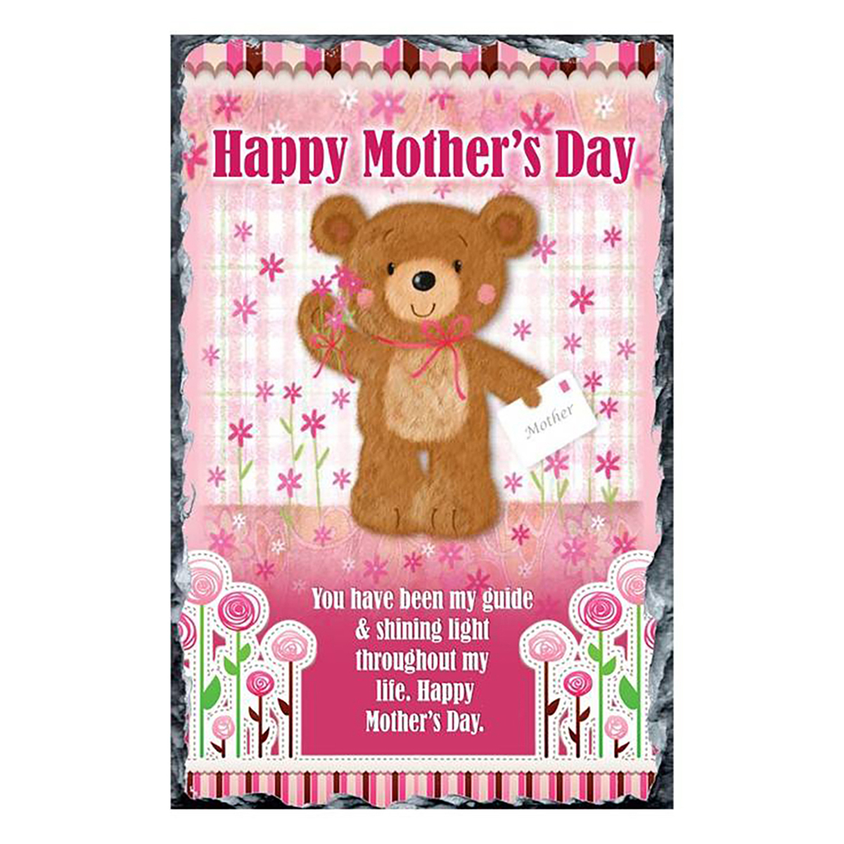 Customised Mothers Day Slate Gift - Cute Ted & Letter