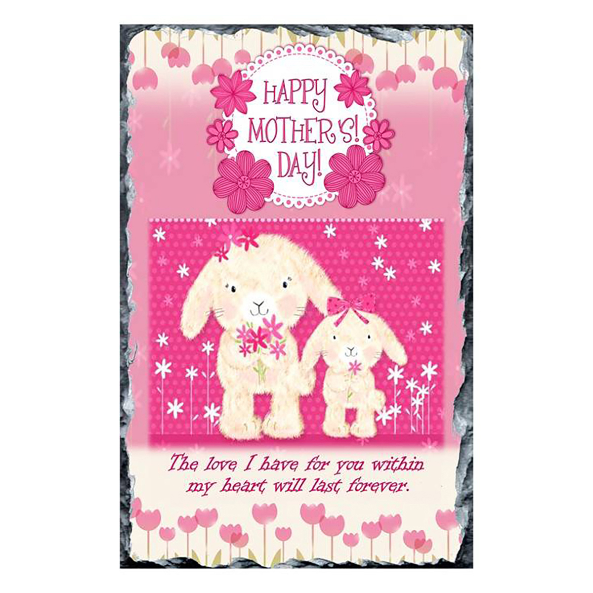 Customised Mothers Day Slate Gift - Mothers Day Bunnies & Flowers