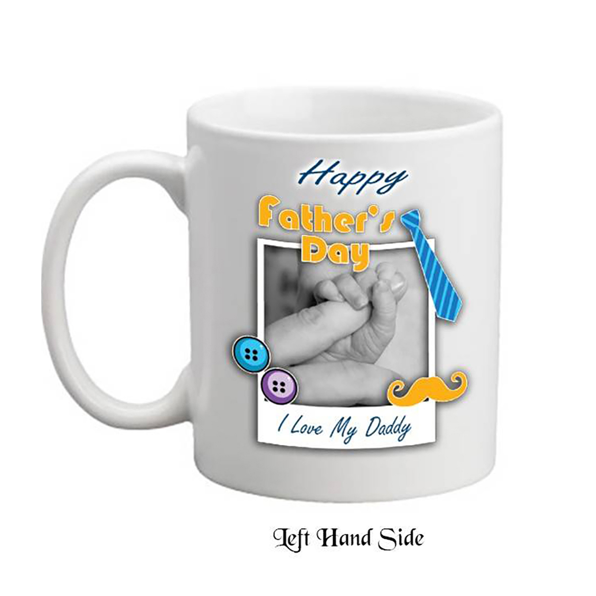 Customised Fathers Day Mug Gift - Button & Tie Holding Finger