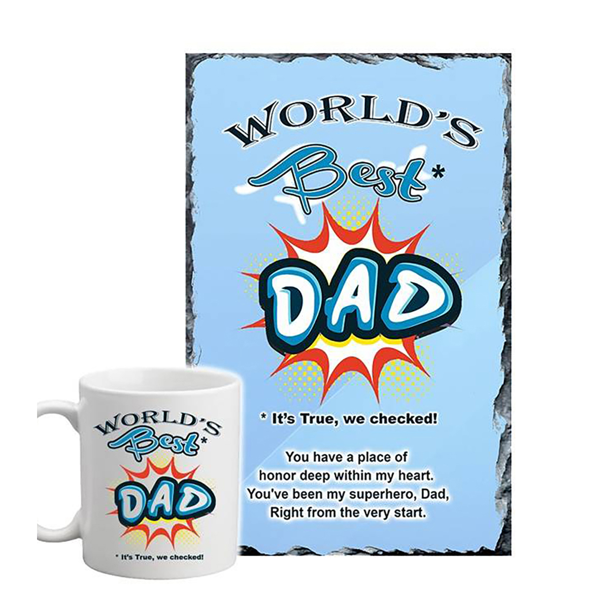 Customised Slate & Mug Gift - Worlds Best Dad