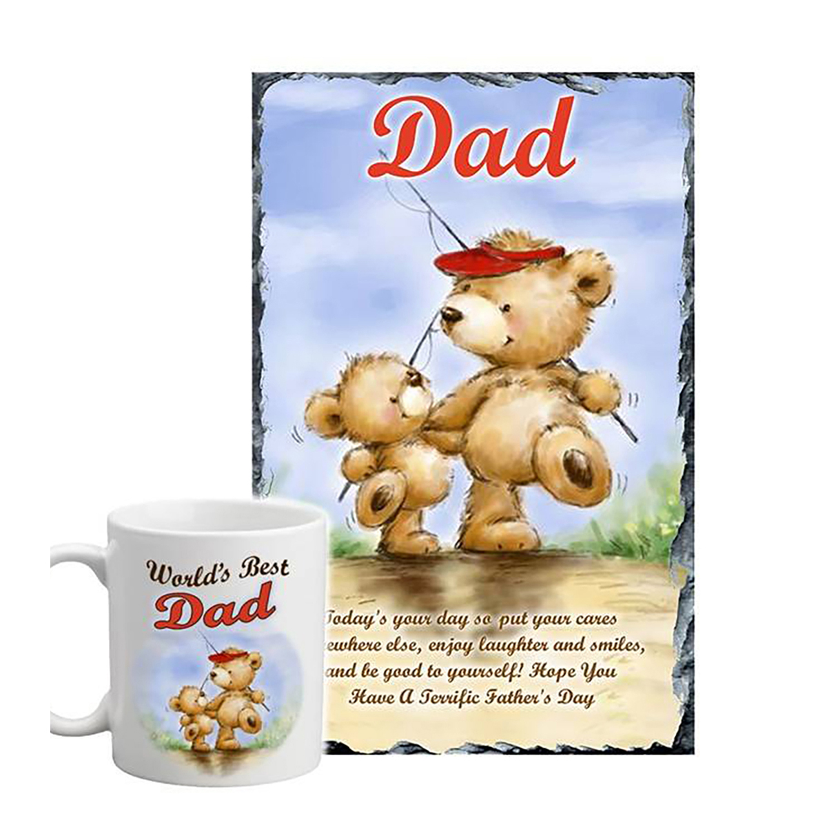 Customised Slate & Mug Gift - Little & Large Bear