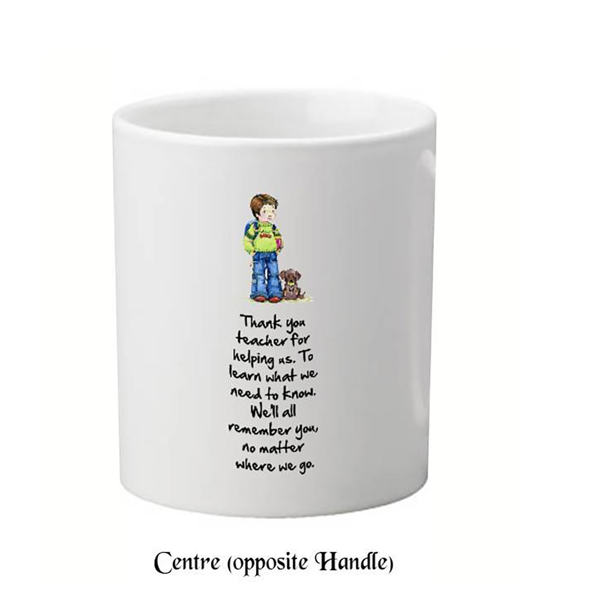 Customised Thank You Teacher Mug Gift - Boy & Sitting Dog