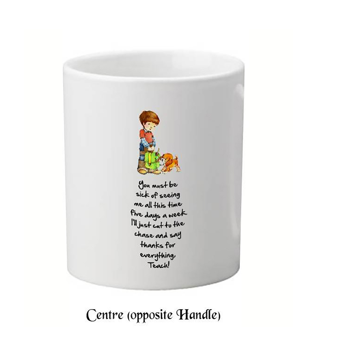 Customised Thank You Teacher Mug Gift - Boy & Puppy Playing