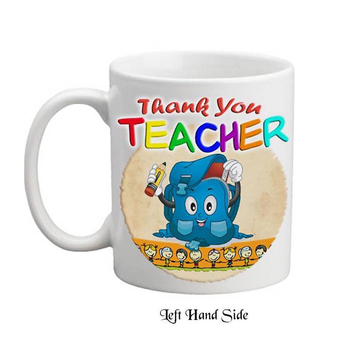 Customised Thank You Teacher Mug Gift - Blue Packback