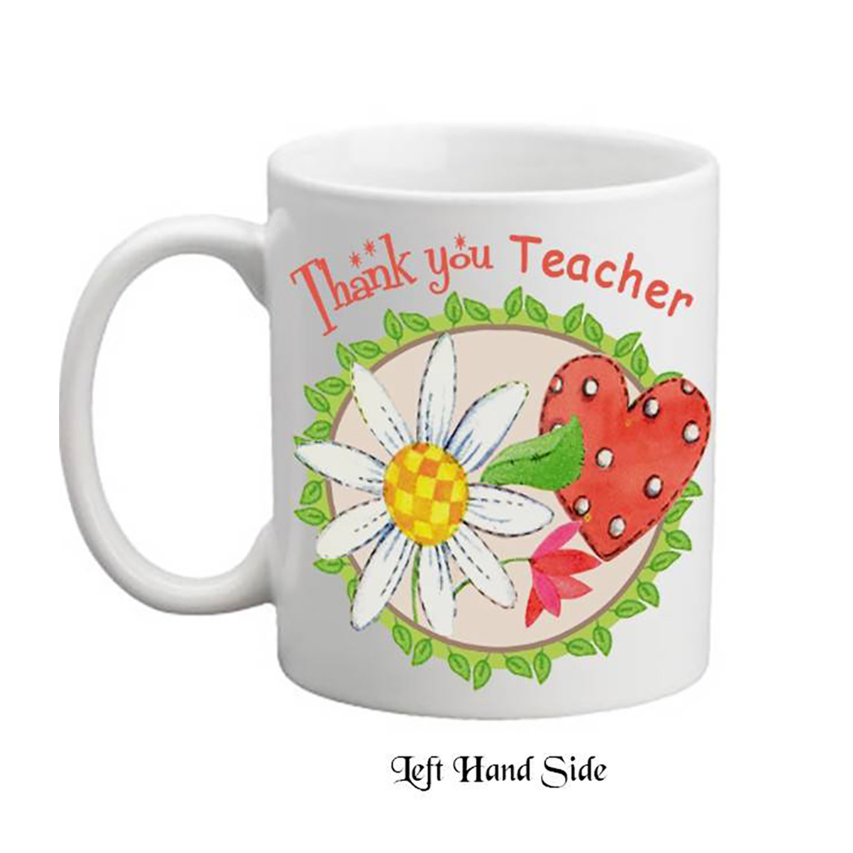 Customised Thank You Teacher Mug Gift - Sunflower & Heart