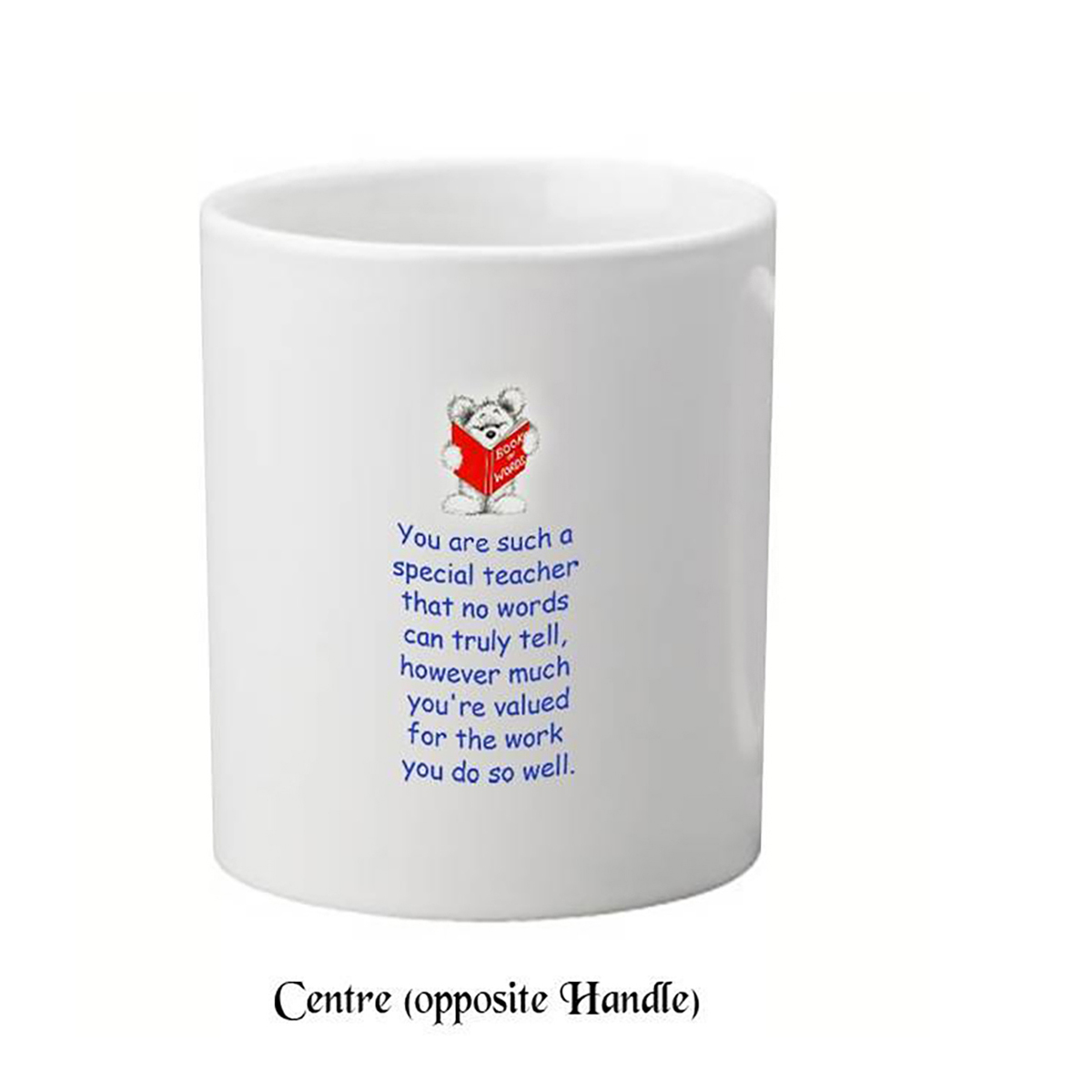 Customised Thank You Teacher Mug Gift - Book of Words Teddy