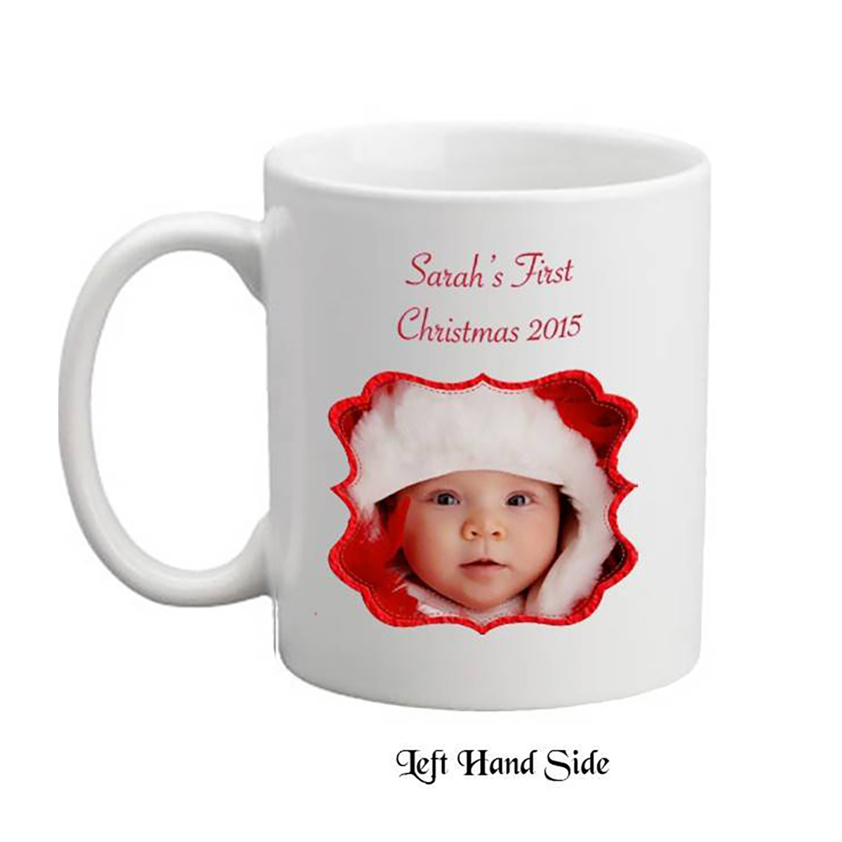 Babys First Christmas Mug - Manger Scene Red Photo
