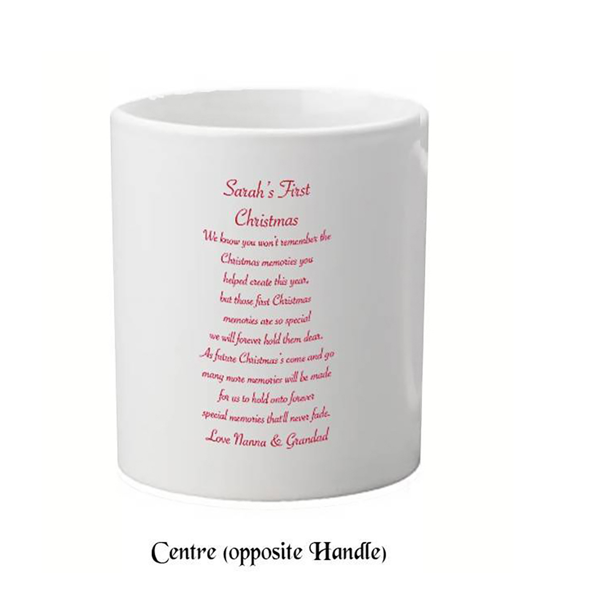 Babys First Christmas Mug - Manger Scene Red Photo