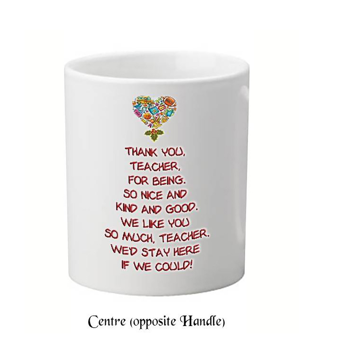 Customised Christmas Teacher Mug Gift - Heart & Holly