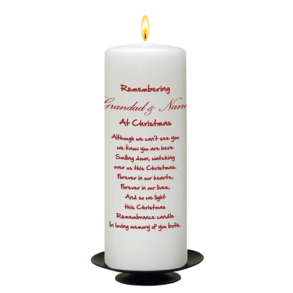 Customised Christmas Remembrance Candle - Winter Scene Hearts with two Photos
