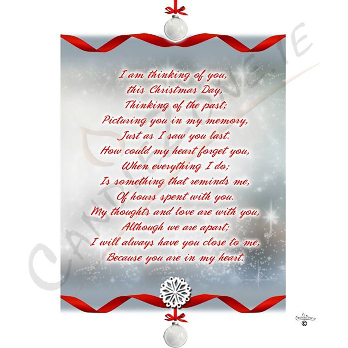 Customised Christmas Remembrance Candle - Red Ribbon with one Photo