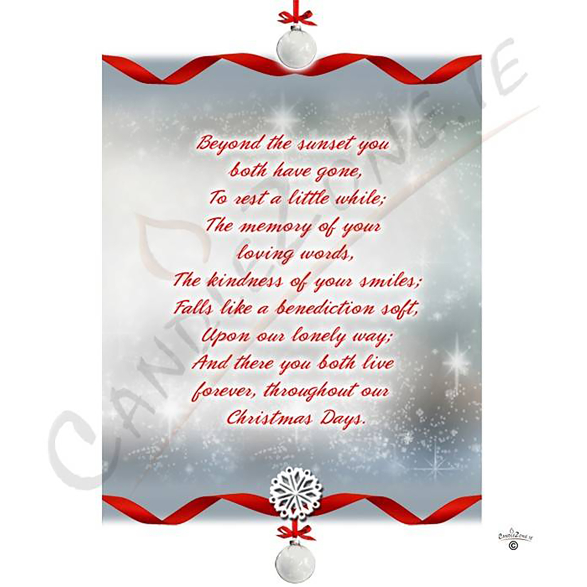 Customised Christmas Remembrance Candle - Red Ribbon with two Photos