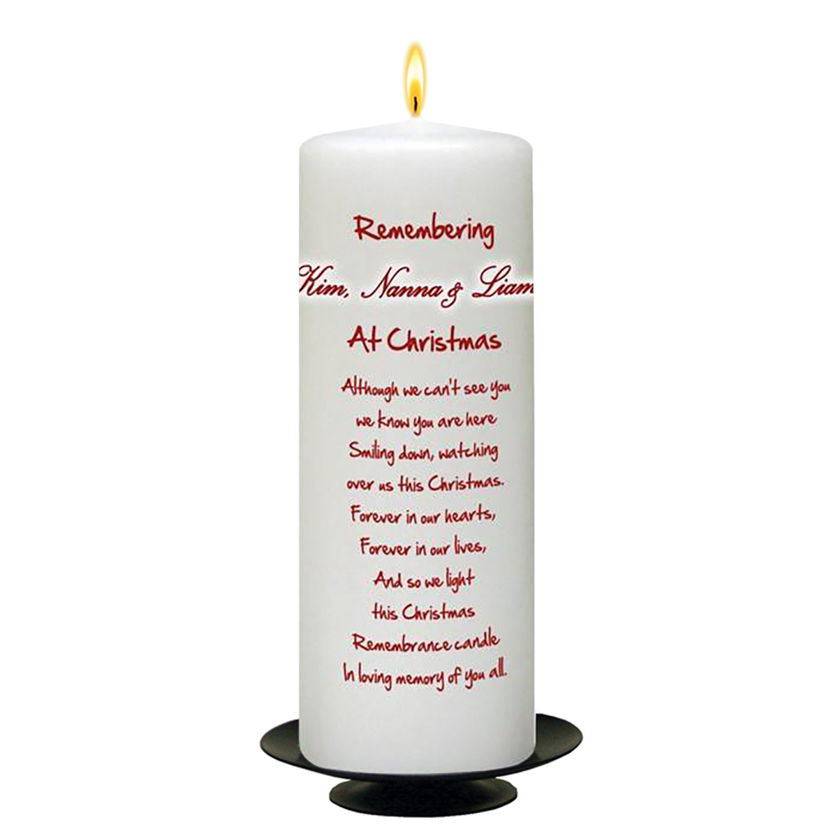 Customised Christmas Remembrance Candle - Bench & Three Photos