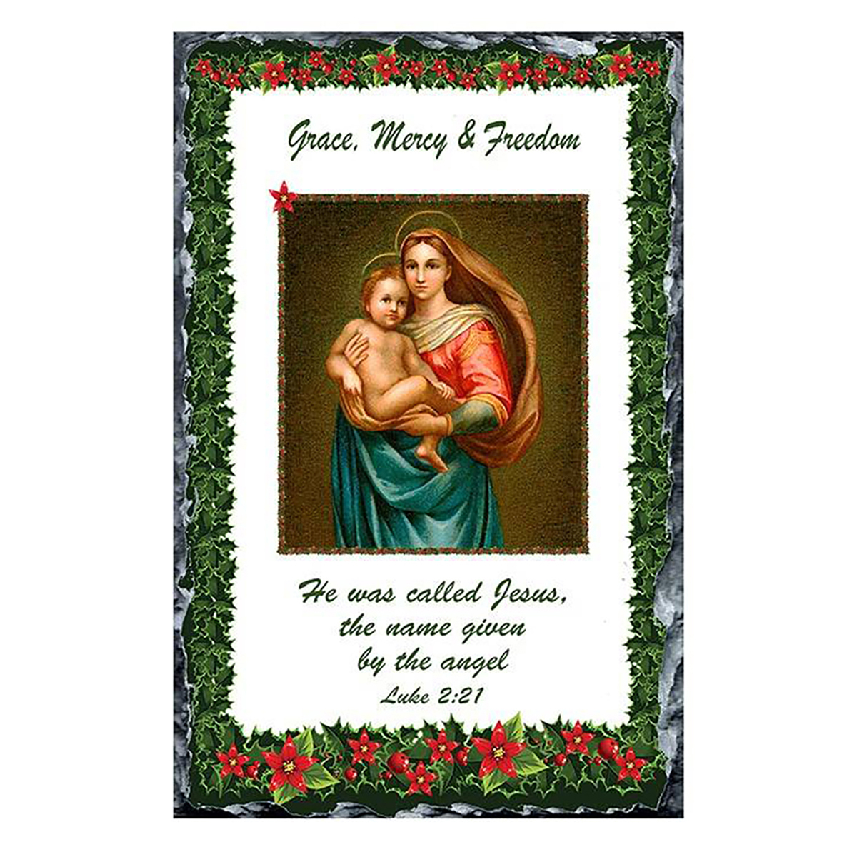 Personalsied Christmas Slate Gift - Jesus & Mary