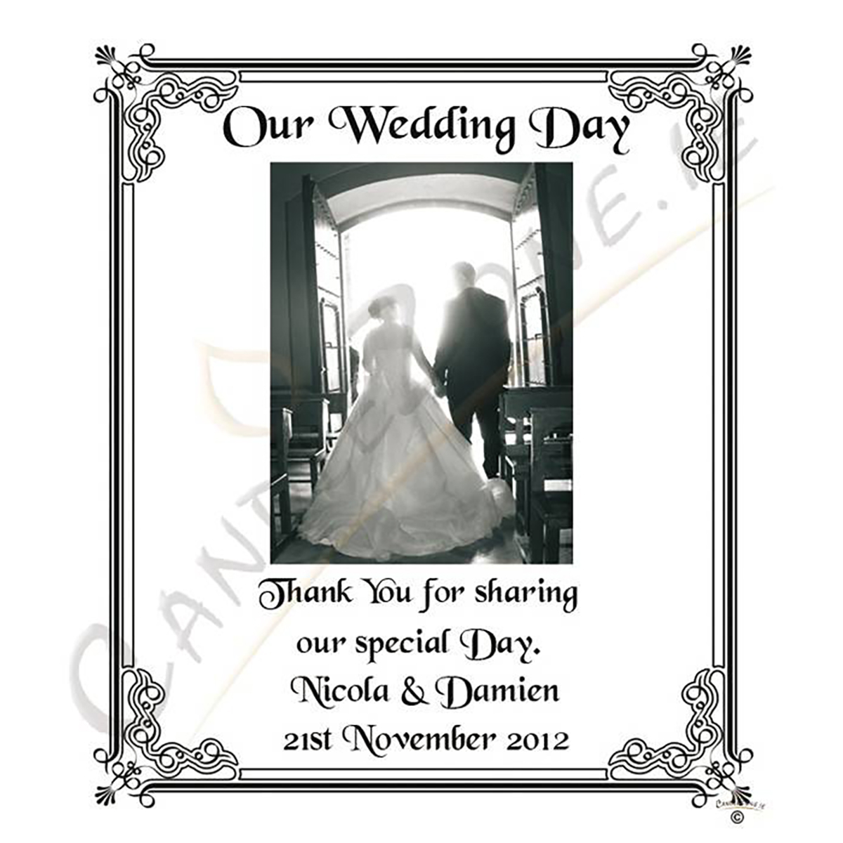 Customised Thank you Wedding Favour - Church Door Silver