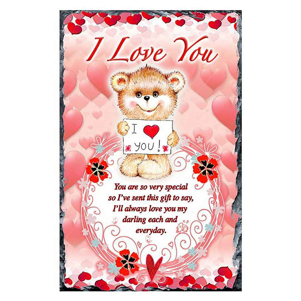 Customised Valentines Slate Gift - I Love You Teddy