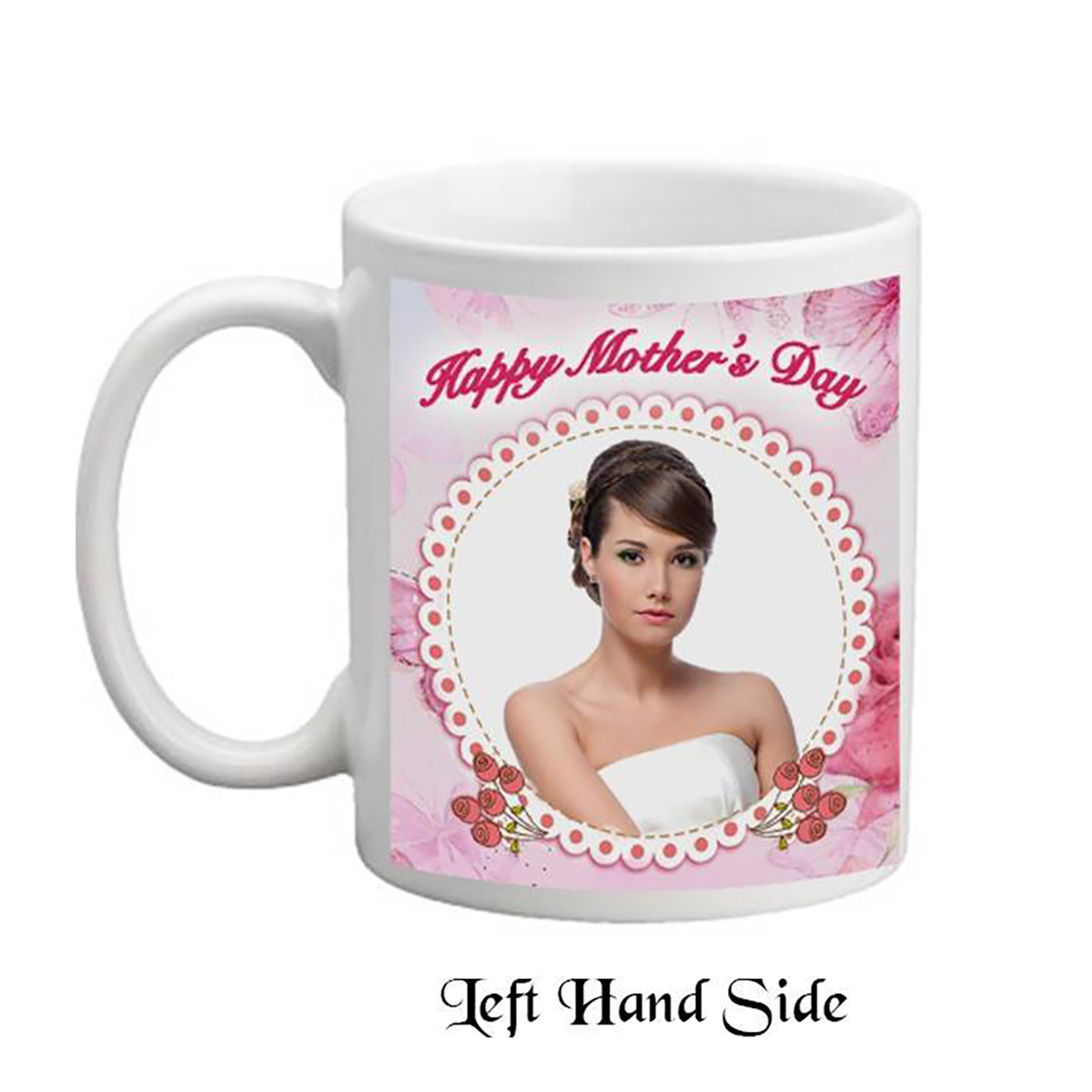 Customised Mothers Day Mug Gift - Pink Roses with Photo
