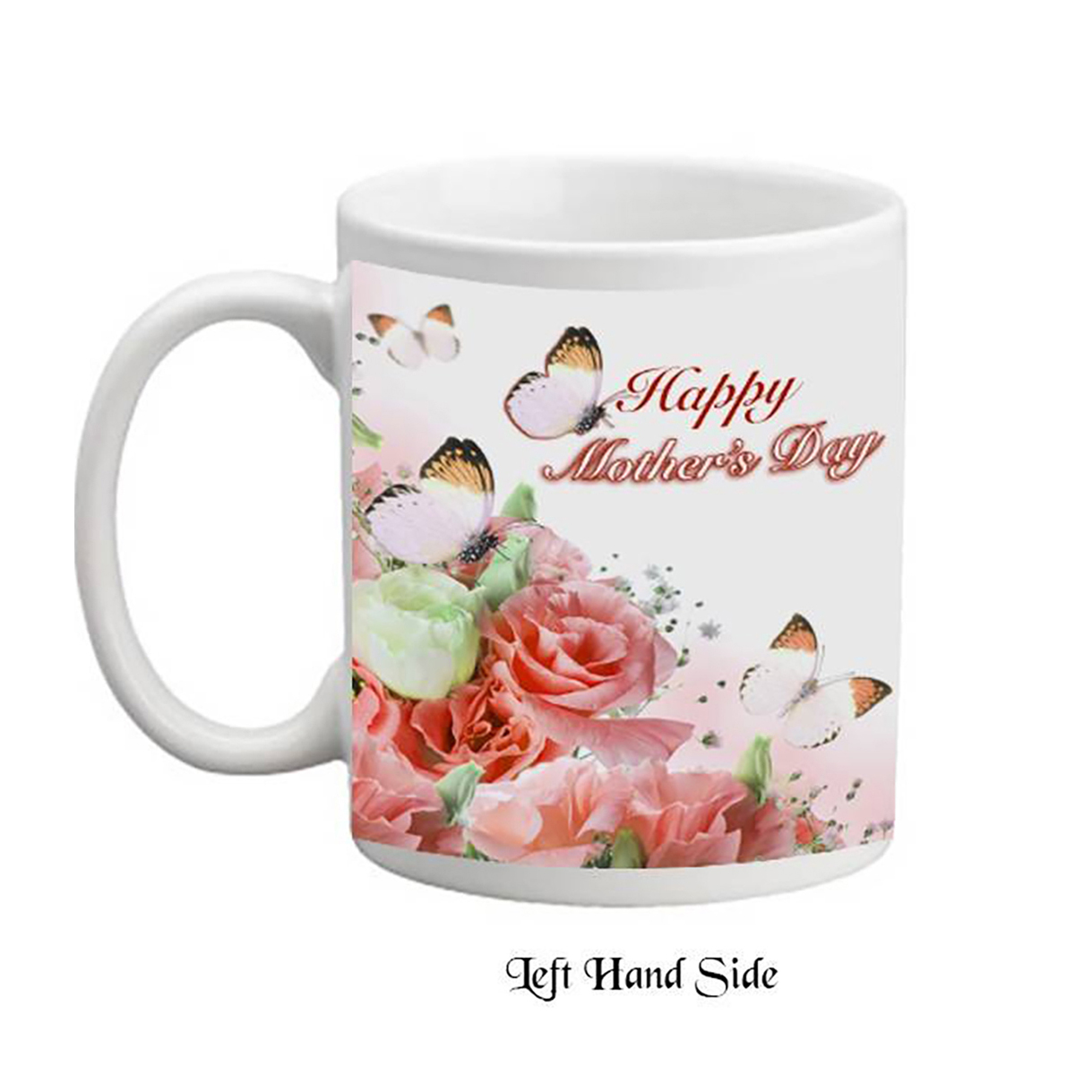 Customised Mothers Day Mug Gift - Peach Flowers & Butterflies