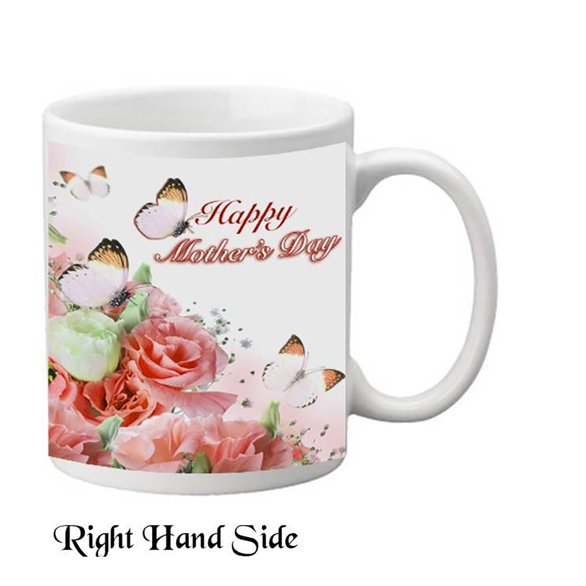 Customised Mothers Day Mug Gift - Peach Flowers & Butterflies