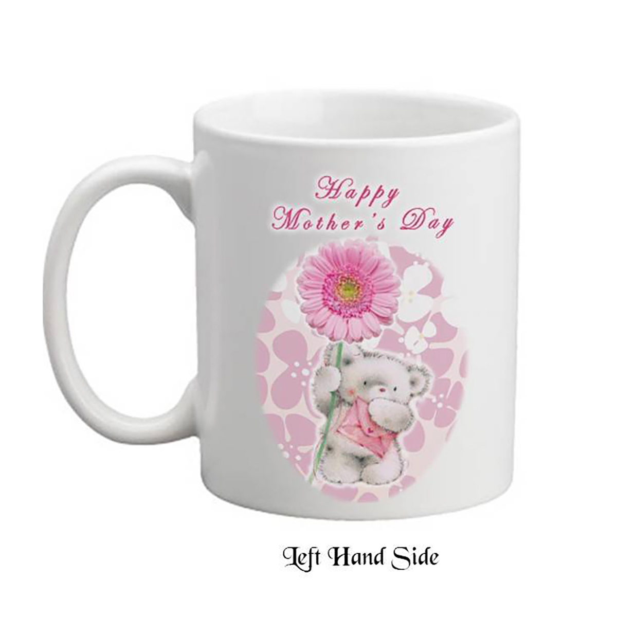 Customised Mothers Day Mug Gift - Teddy & Pink Gerb