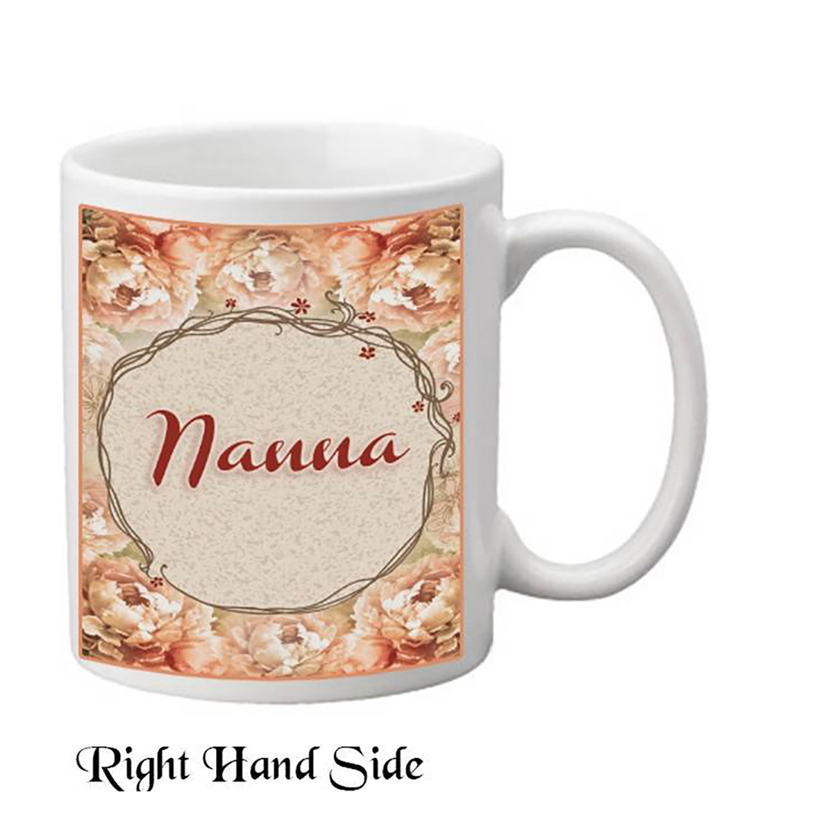 Customised Mothers Day Mug Gift - Nanna Peach Flowers