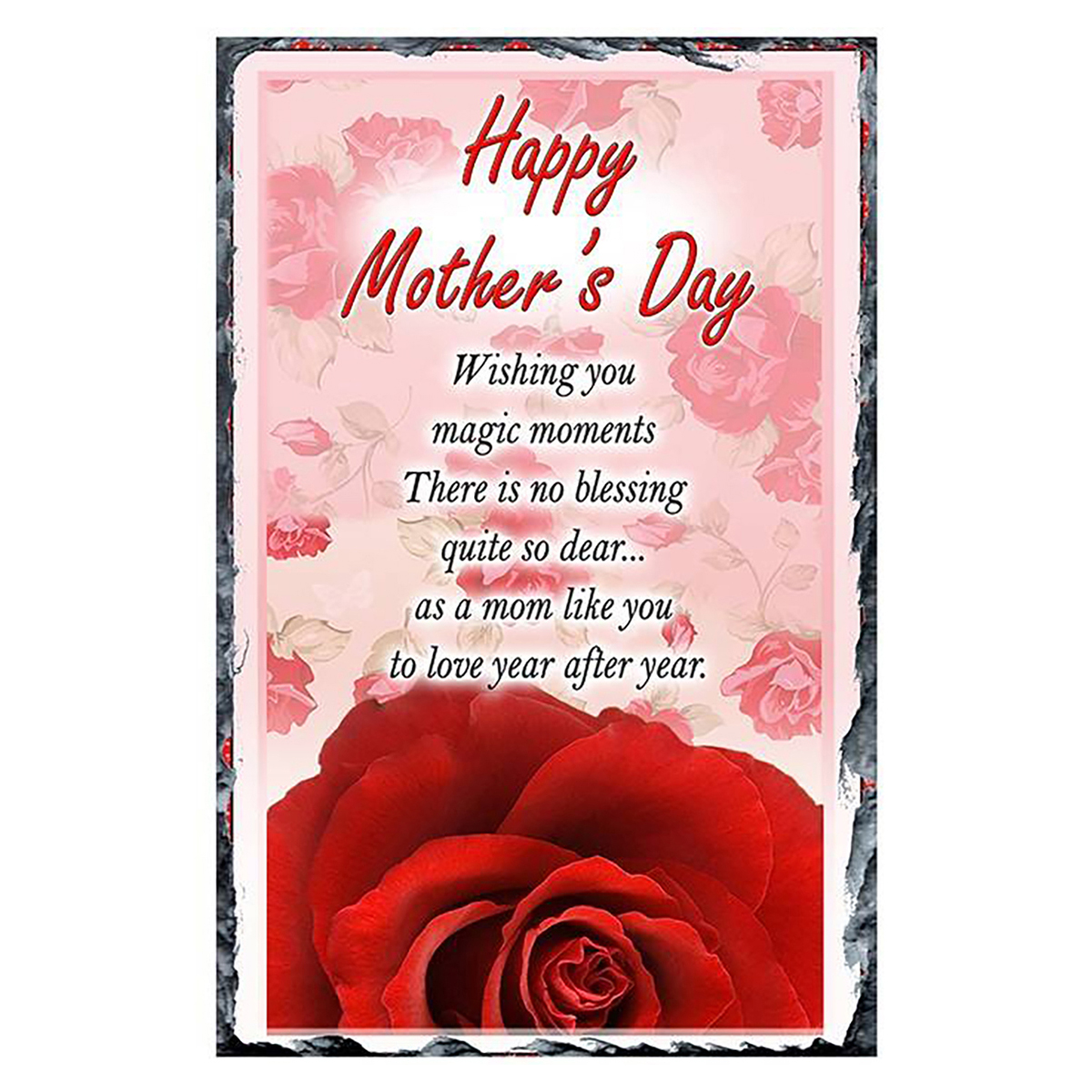 Customised Mothers Day Slate Gift - Red Rose - Mothers Day Slate