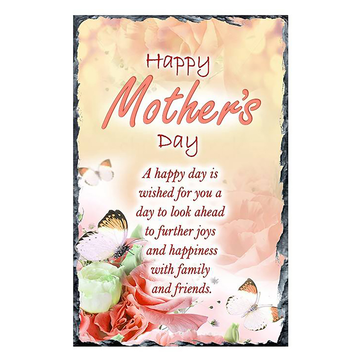 Personalsied Mothers Day Slate Gift - Peach Rose & Butterflies